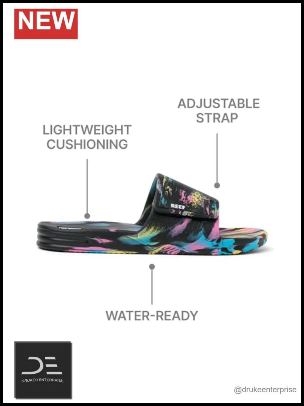 Adjustable Strap Slide Sandals for Men - Waterproof EVA Comfort Beach Sandal